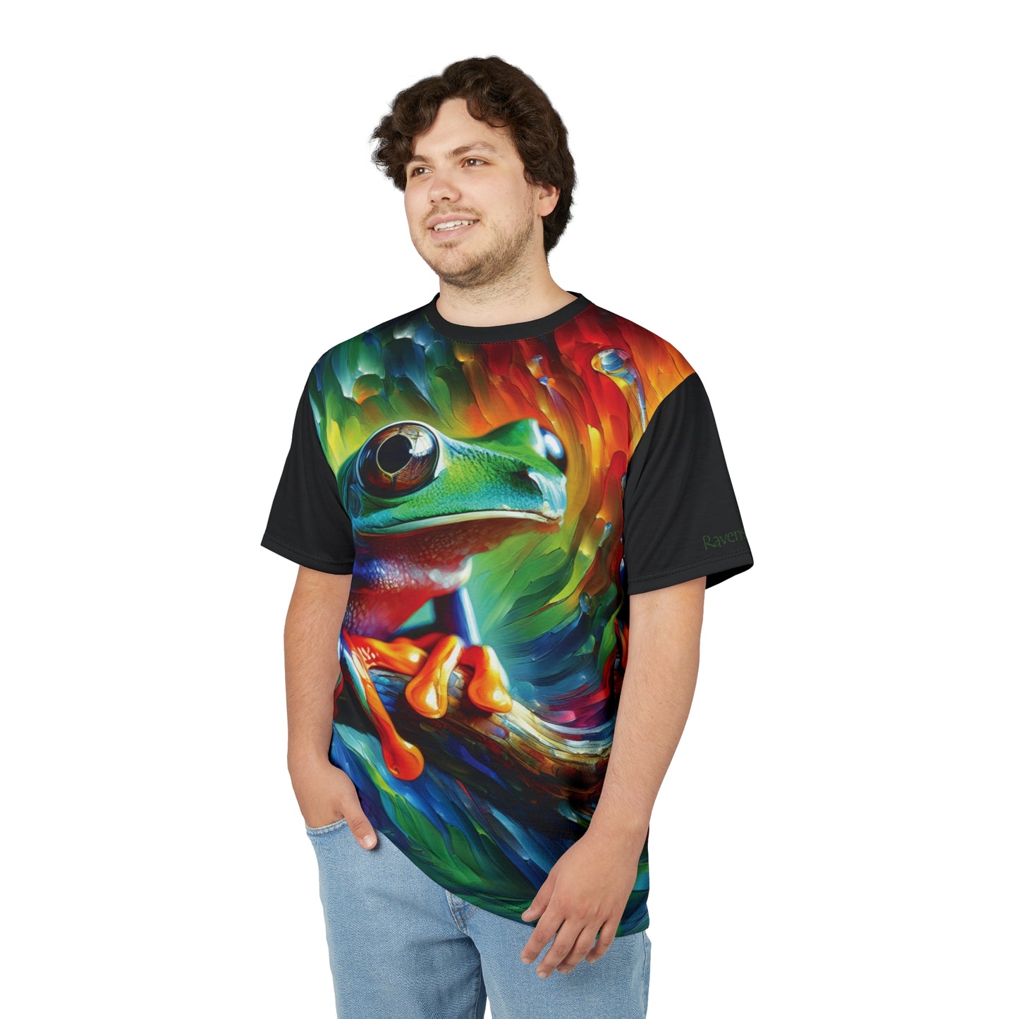 Treefrog Swirl Art Tee | Colorful Unisex Cut & Sew T-Shirt, Wildlife Apparel, Unique Graphic Tee