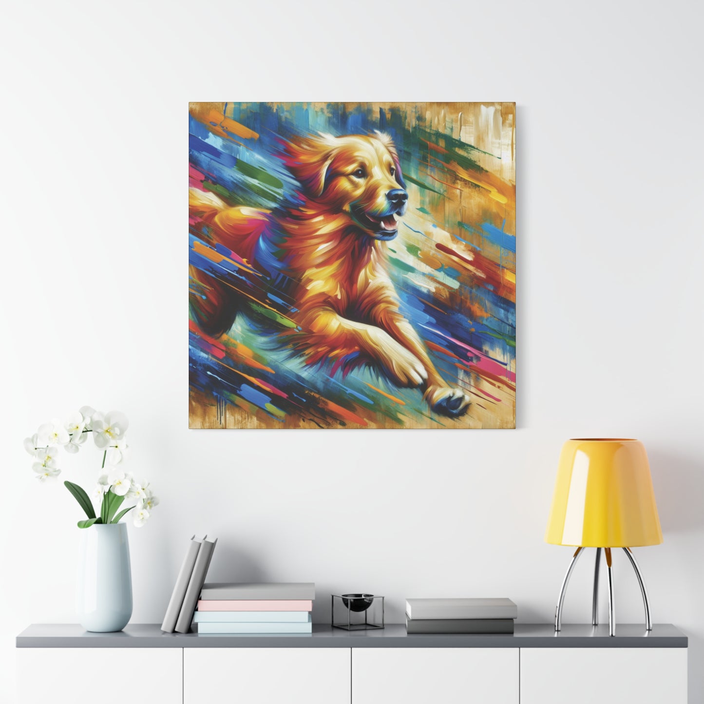 Golden Retriever Greeting Expressionist Canvas Art Print