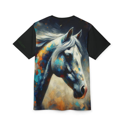 Dapple Grey Mare Vibrant Art Tee | Colorful Unisex Cut & Sew T-Shirt, Wildlife Apparel, Unique Graphic Tee, Birthday Gift