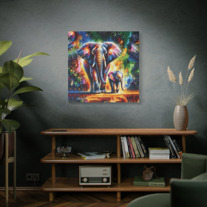 Celebrate Elephants! Expressionist Canvas Art Print