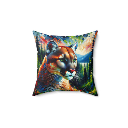 Lake Crescent Cougar - Square Pillow