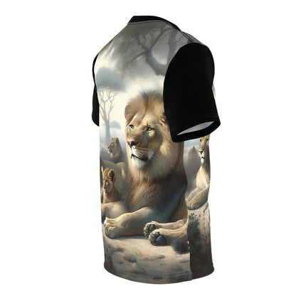 Lion's Pride Art Tee | Colorful Unisex Cut & Sew T-Shirt, Wildlife Apparel, Unique Graphic Tee, Birthday Gift