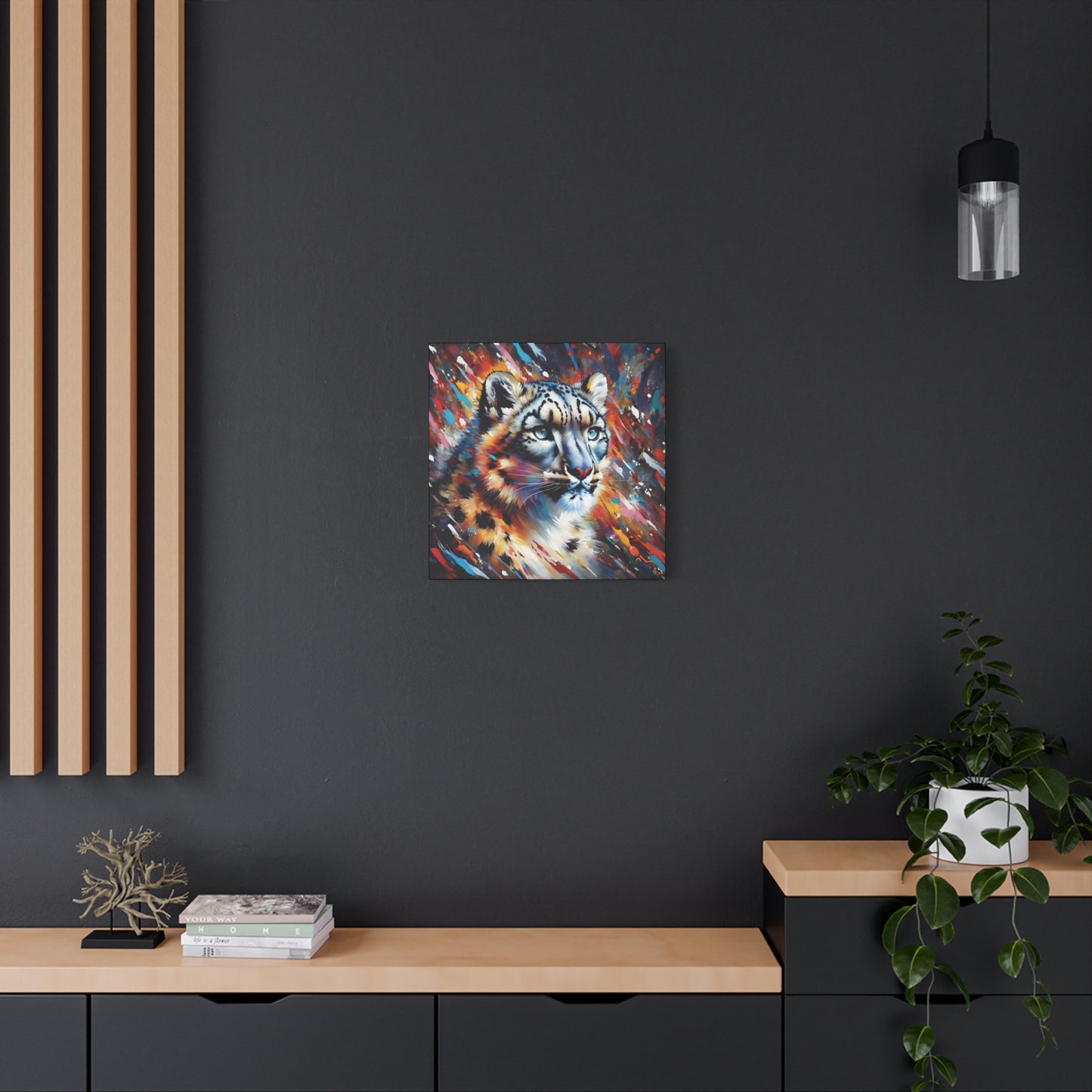 Colorful Snow Leopard Expressionist Canvas Wall Art