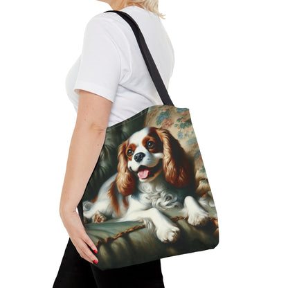 Cavalier King Charles Spaniel on Sofa - Tote Bag