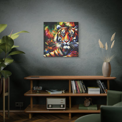 Tiger Portrait in Bright Colors Expressionist Canvas Art Print