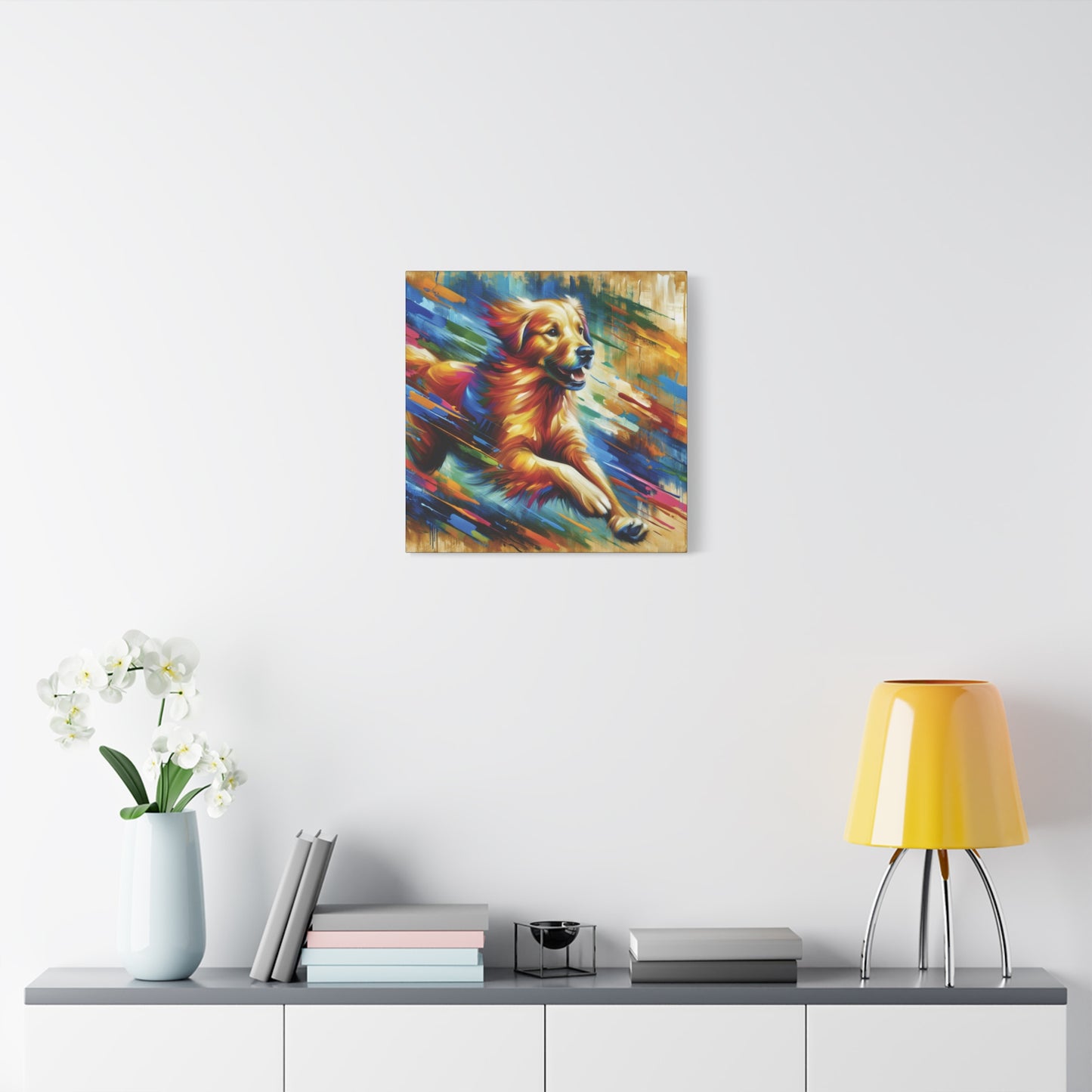 Golden Retriever Greeting Expressionist Canvas Art Print