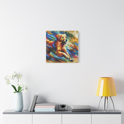 Golden Retriever Greeting Expressionist Canvas Art Print