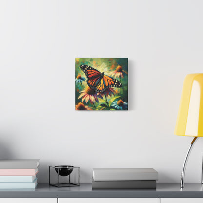 Butterfly Canvas Wall Art - Monarch Butterfly with Echinacea