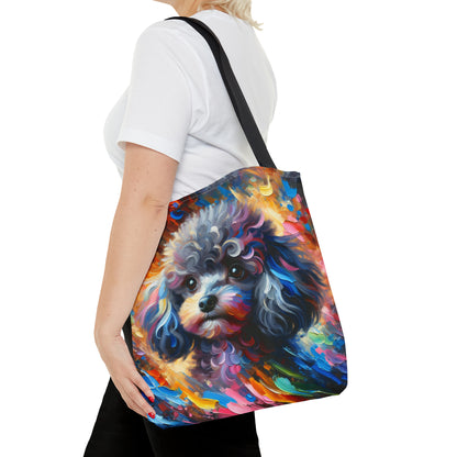 Silver Poodle Pup Tote Bag