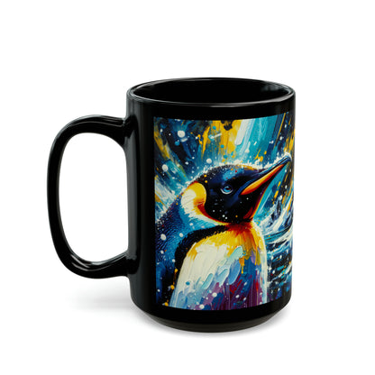 Emperor Penguin in Snowfall - Black Mugs (11oz, 15oz)