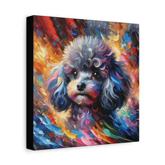 Canvas Wall Art - Silver Poodle Pup - Modern Impressionist Art Style