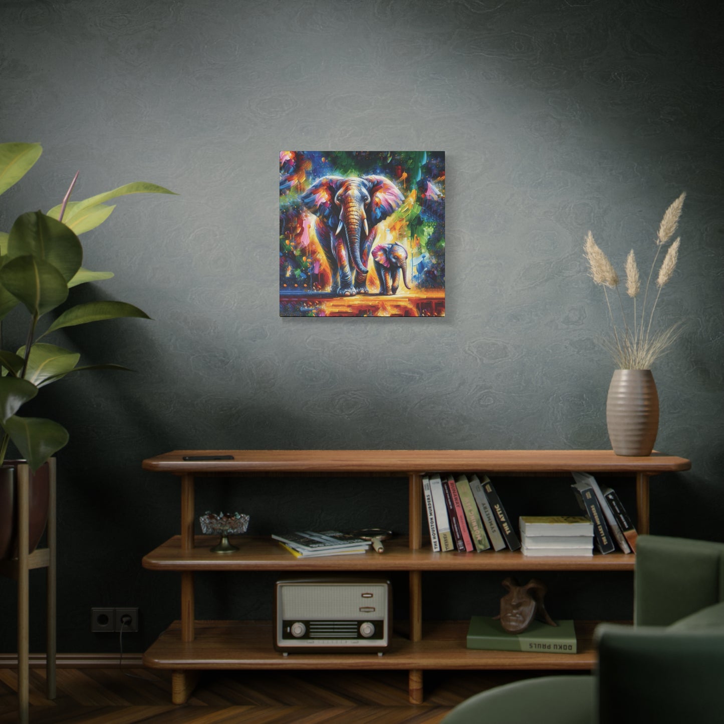 Celebrate Elephants! Expressionist Canvas Art Print
