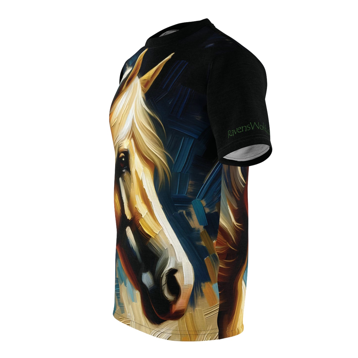 Palomino Horse Portrait Vibrant Art Tee | Colorful Unisex Cut & Sew T-Shirt, Wildlife Apparel, Unique Graphic Tee, Birthday Gift