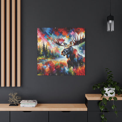 Sunrise Moose Expressionist Canvas Art Print