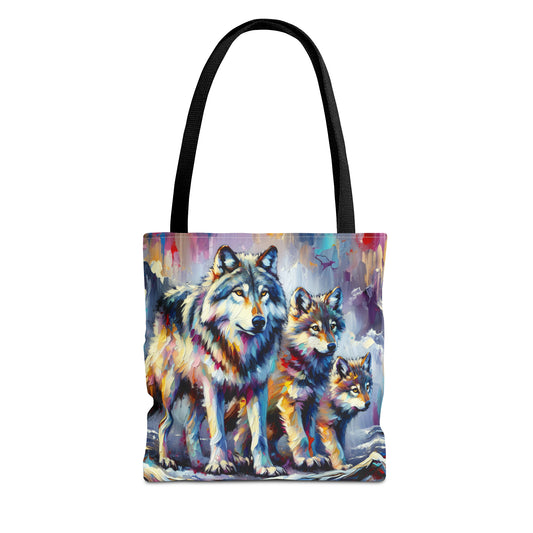 Wolf with Juveniles - Tote Bag