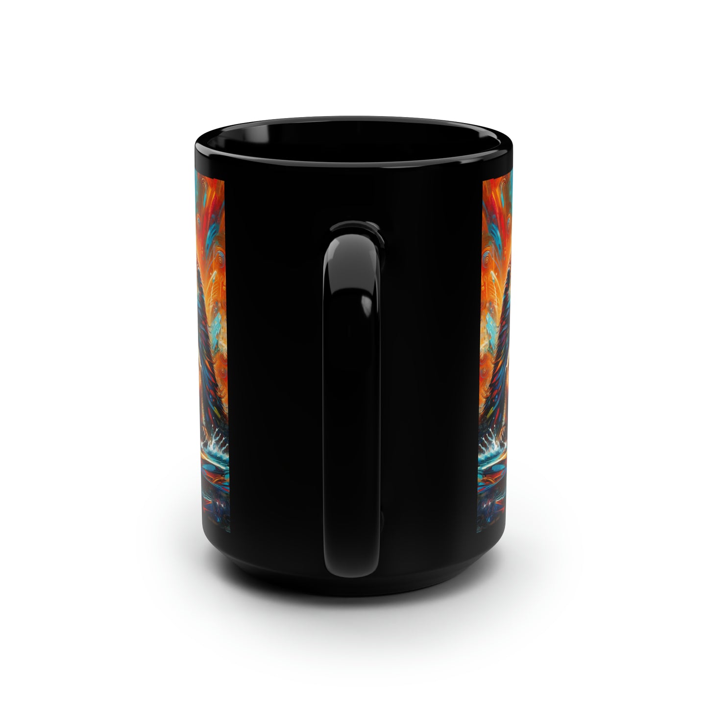 Sea Otters Black Mug, 15oz