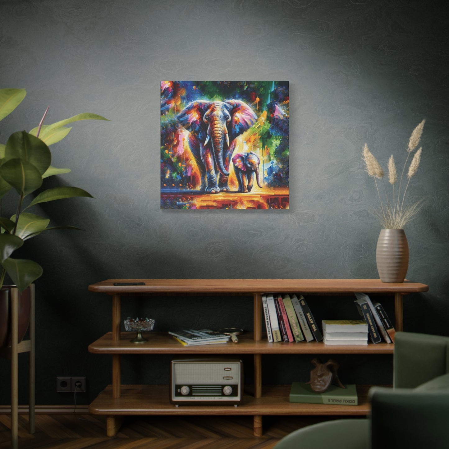 Celebrate Elephants! Expressionist Canvas Art Print