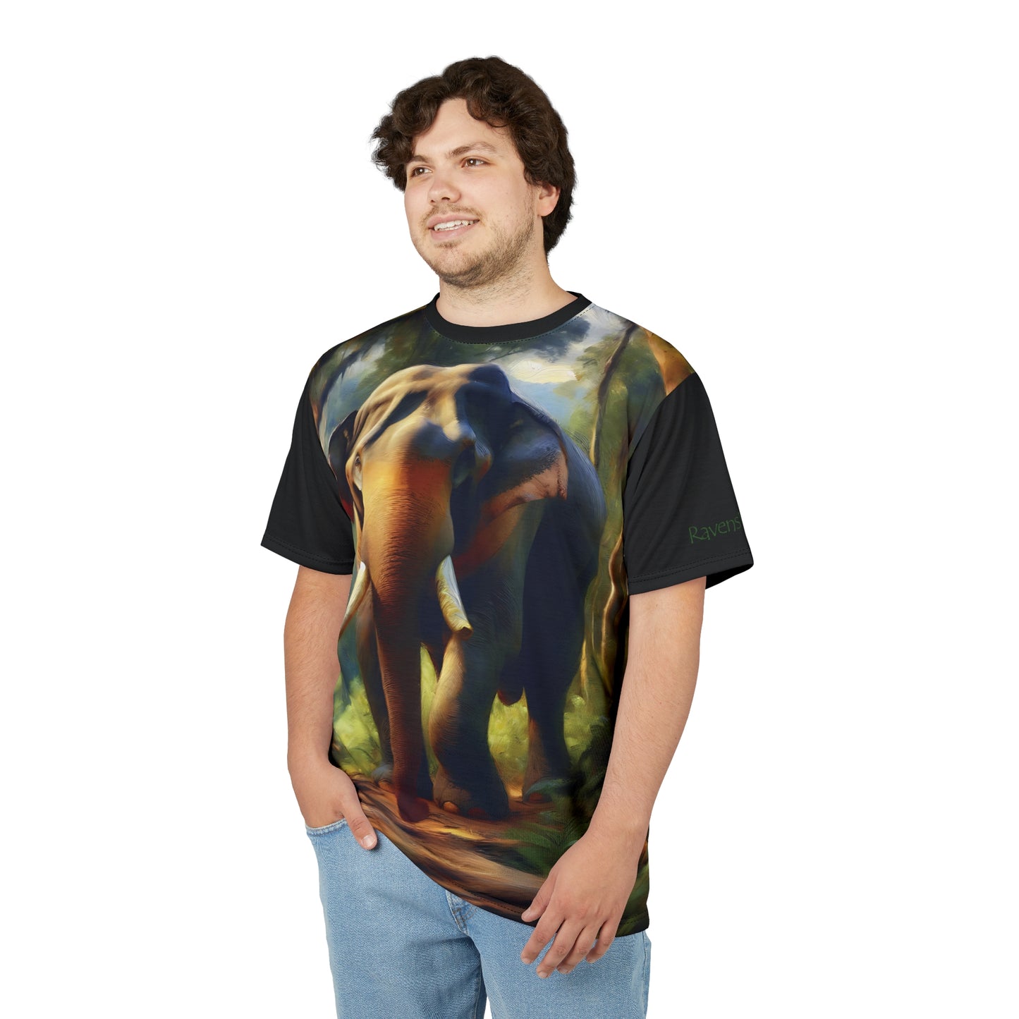 Asiatic Bull Elephant Vibrant Art Tee | Colorful Unisex Cut & Sew T-Shirt, Wildlife Apparel, Unique Graphic Tee, Birthday Gift