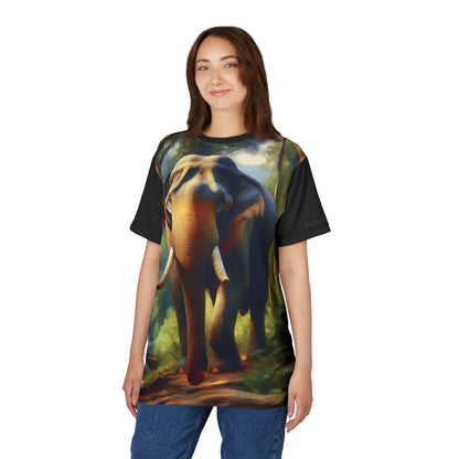 Asiatic Bull Elephant Vibrant Art Tee | Colorful Unisex Cut & Sew T-Shirt, Wildlife Apparel, Unique Graphic Tee, Birthday Gift