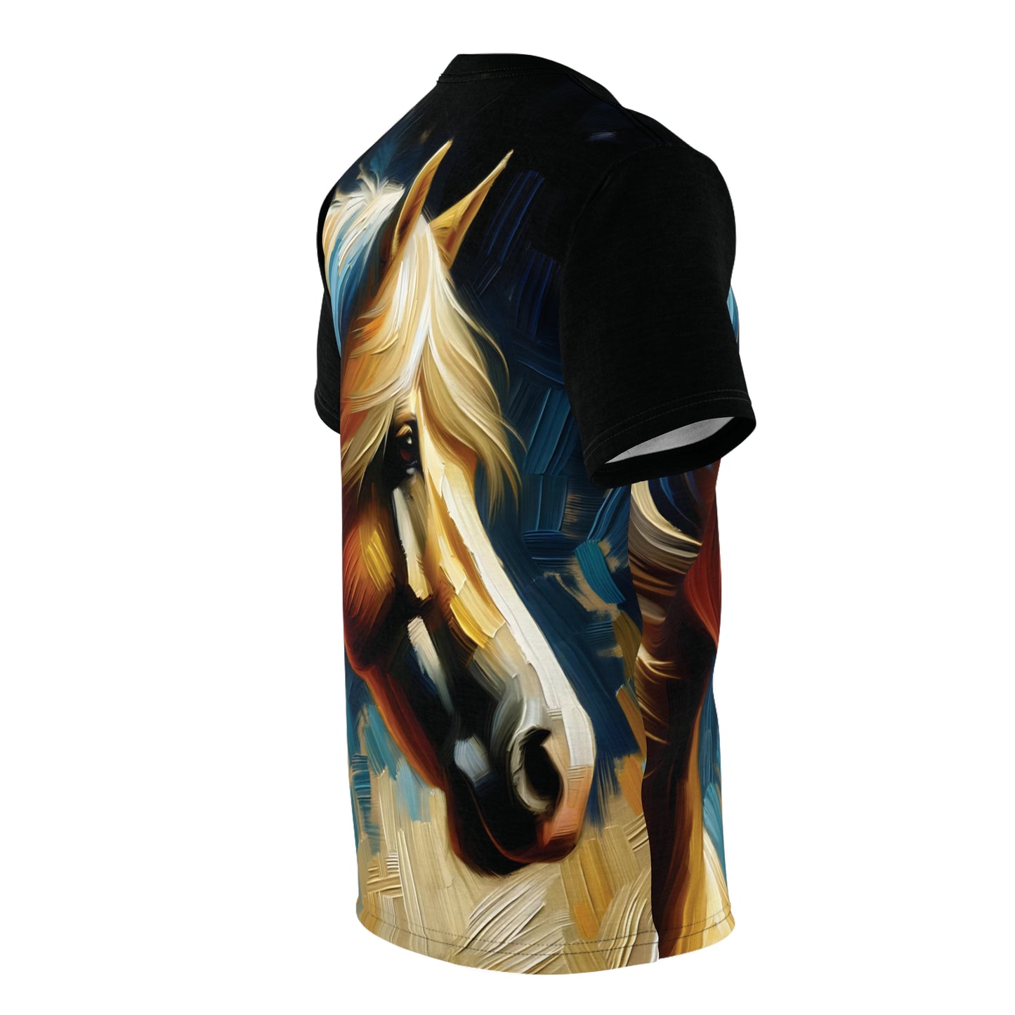Palomino Horse Portrait Vibrant Art Tee | Colorful Unisex Cut & Sew T-Shirt, Wildlife Apparel, Unique Graphic Tee, Birthday Gift