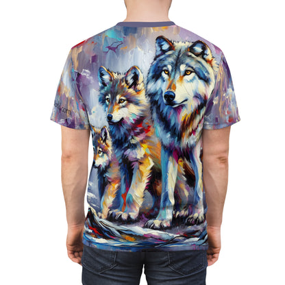 Wolf with Juveniles - Unisex Cut & Sew Tee