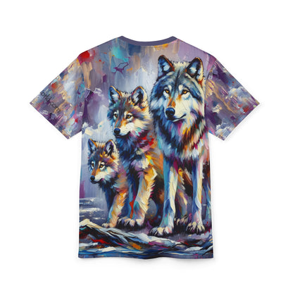 Wolf with Juveniles - Unisex Cut & Sew Tee