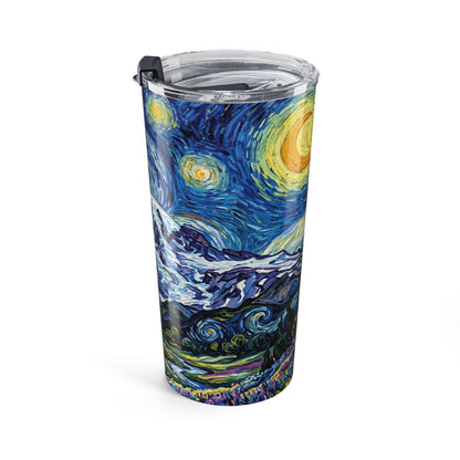 20oz Starry Night Mt Rainier Tumbler — Insulated Travel Cup with Van Gogh Style Landscape
