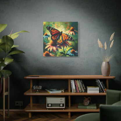 Butterfly Canvas Wall Art - Monarch Butterfly with Echinacea