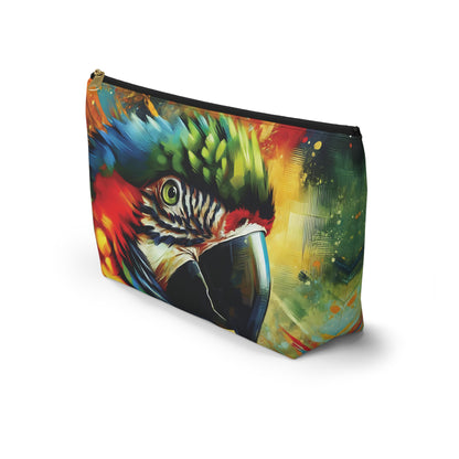 Scarlet Macaw T-bottom Pouch | Perfect for Parrot Lovers, Gift for Pet Owners, Travel Accessory, Makeup Bag, Organizer