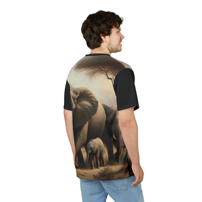 African Elephant Family Art Tee | Unisex Cut & Sew T-Shirt, Wildlife Apparel, Unique Graphic Tee, Birthday Gift