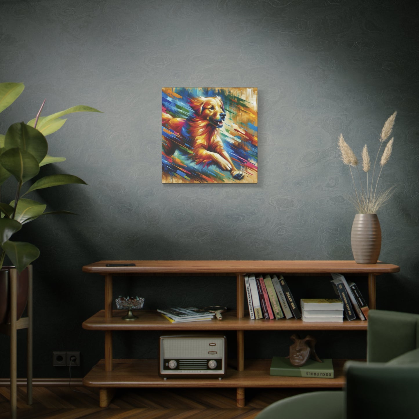 Golden Retriever Greeting Expressionist Canvas Art Print