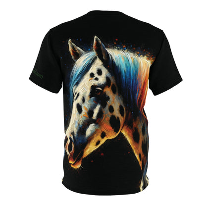 Appaloosa Horse Portrait Vibrant Art Tee | Colorful Unisex Cut & Sew T-Shirt, Wildlife Apparel, Unique Graphic Tee, Birthday Gift
