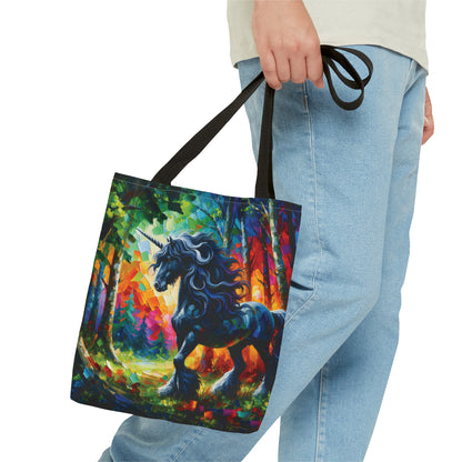 Elegant Black Stallion Unicorn - Tote Bag