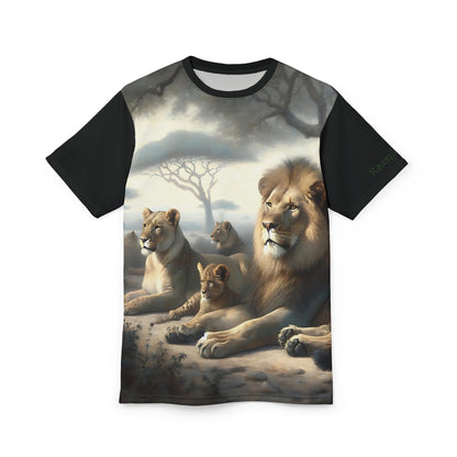 Lion's Pride Art Tee | Colorful Unisex Cut & Sew T-Shirt, Wildlife Apparel, Unique Graphic Tee, Birthday Gift