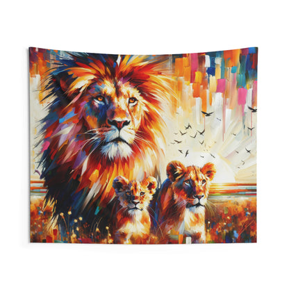 Lion Family Indoor Wall Tapestries