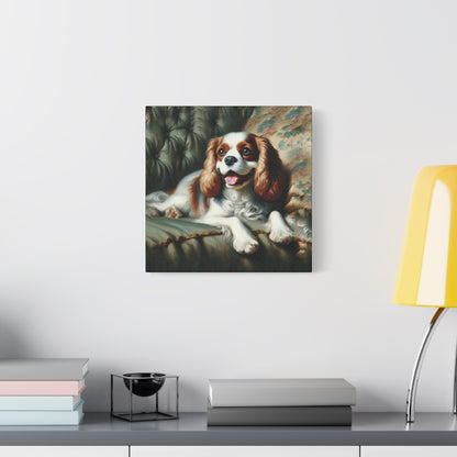 Cavalier King Charles Spaniel on Sofa Impressionist Canvas Art Print