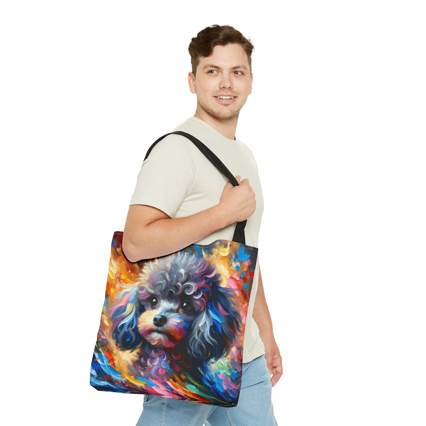 Silver Poodle Pup Tote Bag