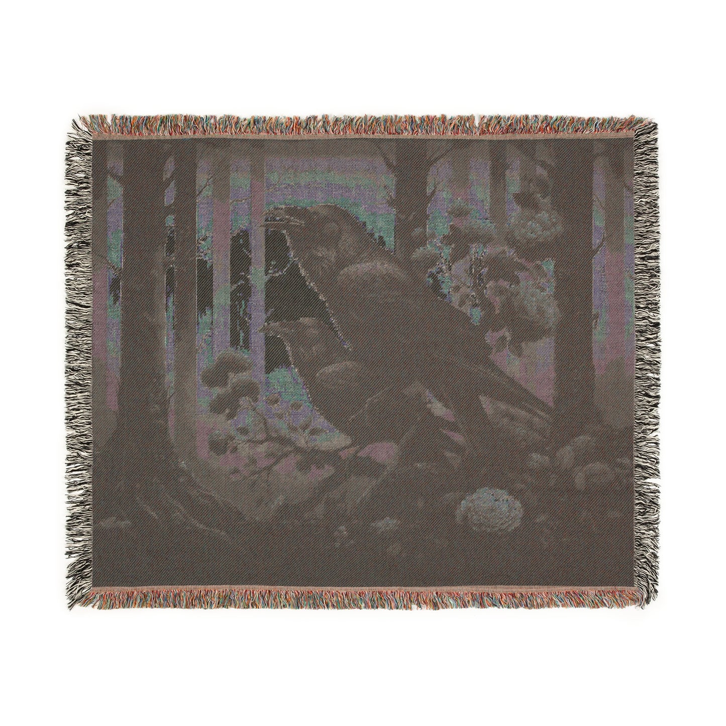 Mystical Raven Woven Blanket, Cozy Throw Blanket for Home Decor, Gift for Bird Lovers, Perfect for Fall and Halloween