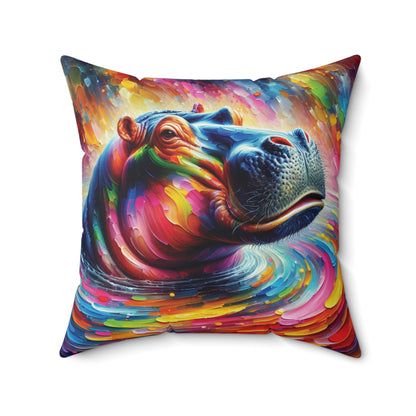 Hippo Jacuzzi - Square Throw Pillows