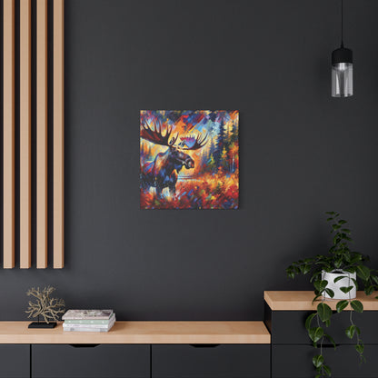 Sunset Moose Expressionist Canvas Art Print