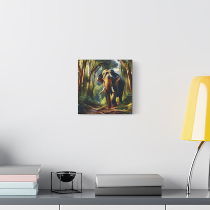 Asiatic Elephant Bull on Forest Trail - Post-Impressionist Style Canvas Wall Art