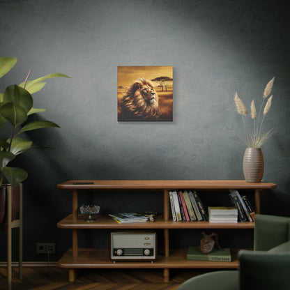 Canvas Art - Regal Lion Resting on African Savannah