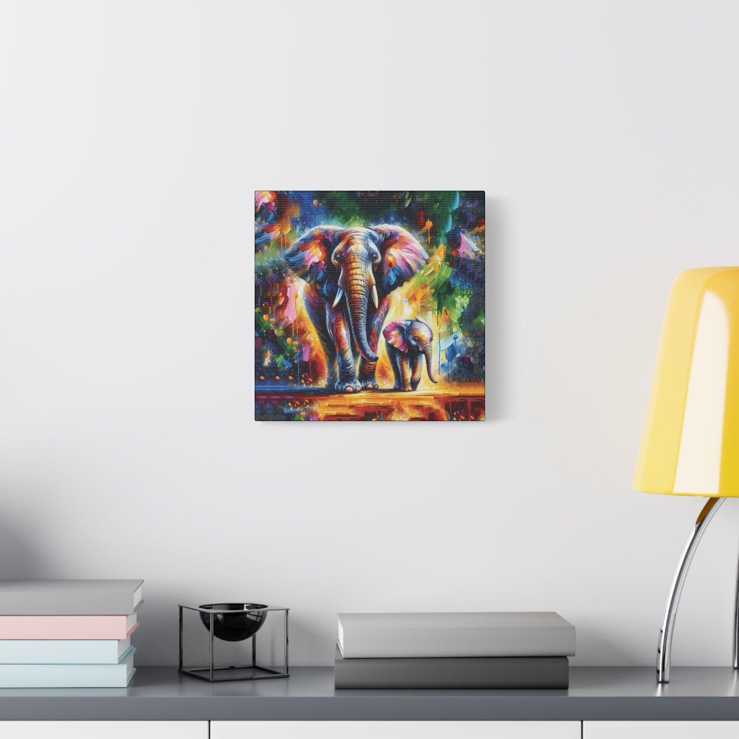 Celebrate Elephants! Expressionist Canvas Art Print