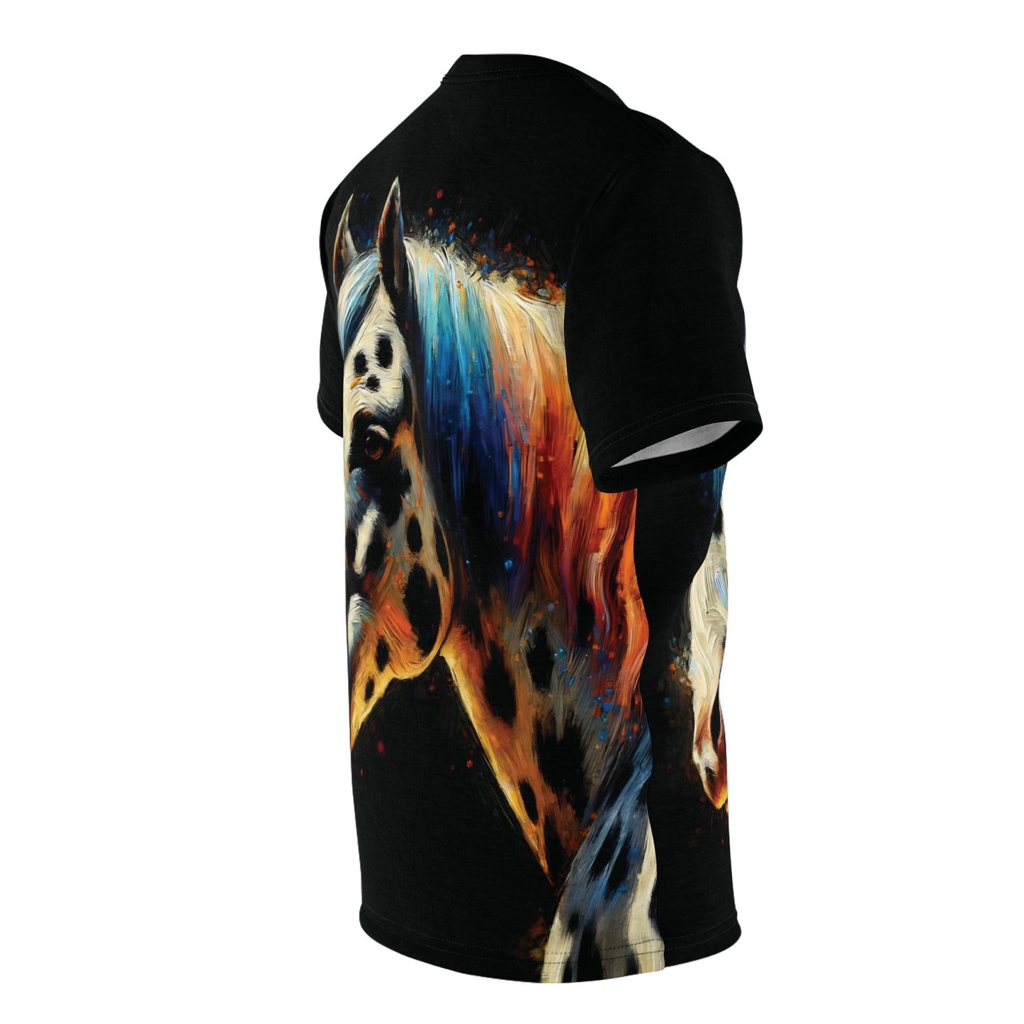 Appaloosa Horse Portrait Vibrant Art Tee | Colorful Unisex Cut & Sew T-Shirt, Wildlife Apparel, Unique Graphic Tee, Birthday Gift