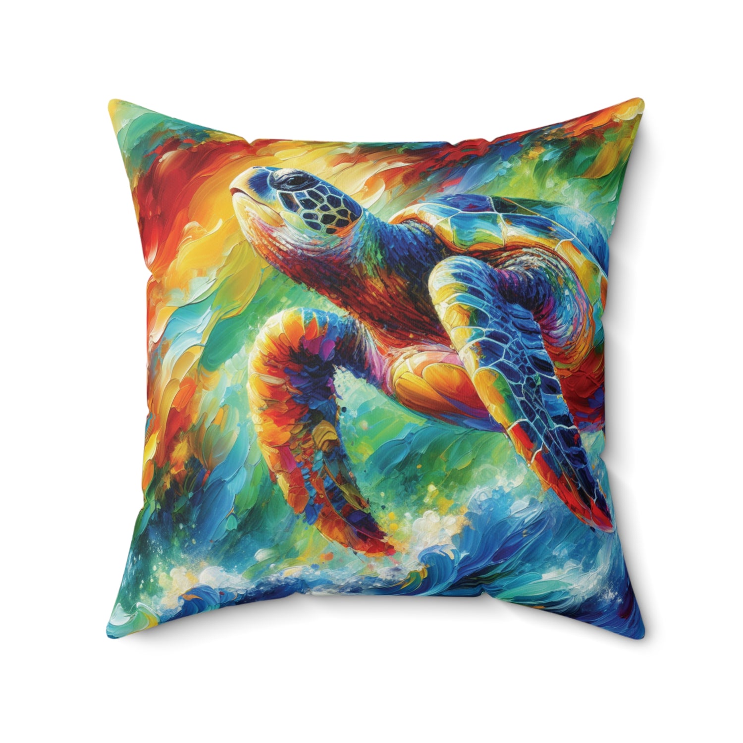 Colorful pillow with a sea turtle design