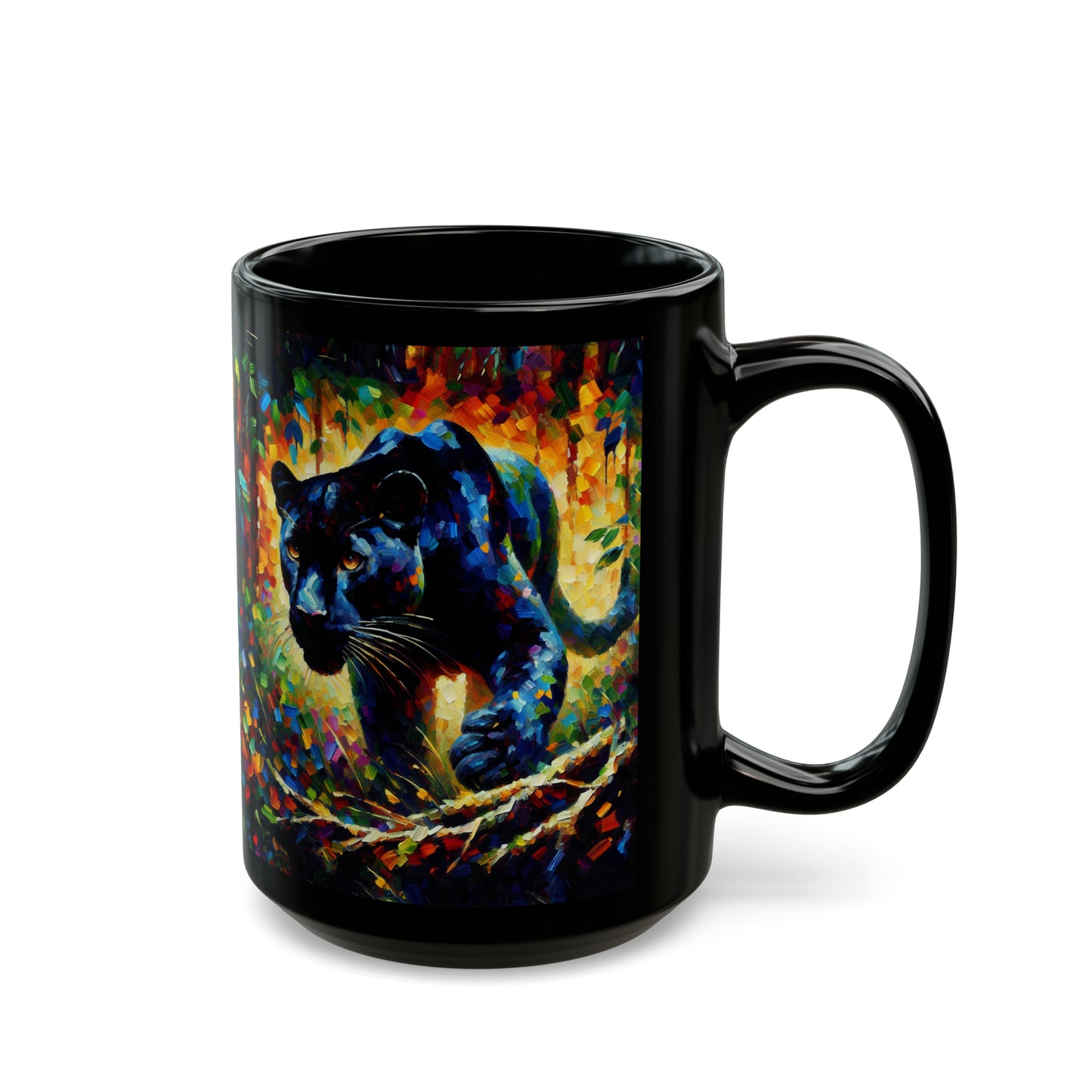 Black Panther Stalking - Black Mugs (11oz, 15oz)