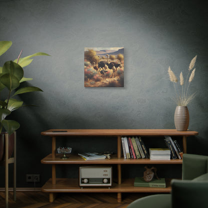 Ostrich Flock Impressionist Canvas Wall Art