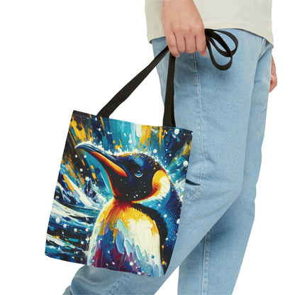 Emperor Penguin in Snowfall - Tote Bag