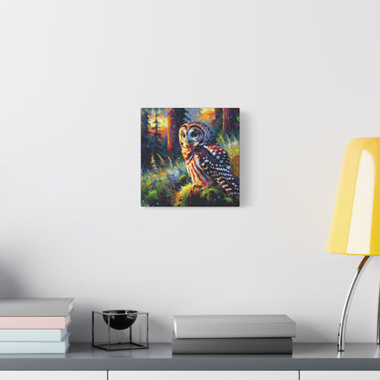 Barred Owl at Sunset Impressionist Canvas Art Print