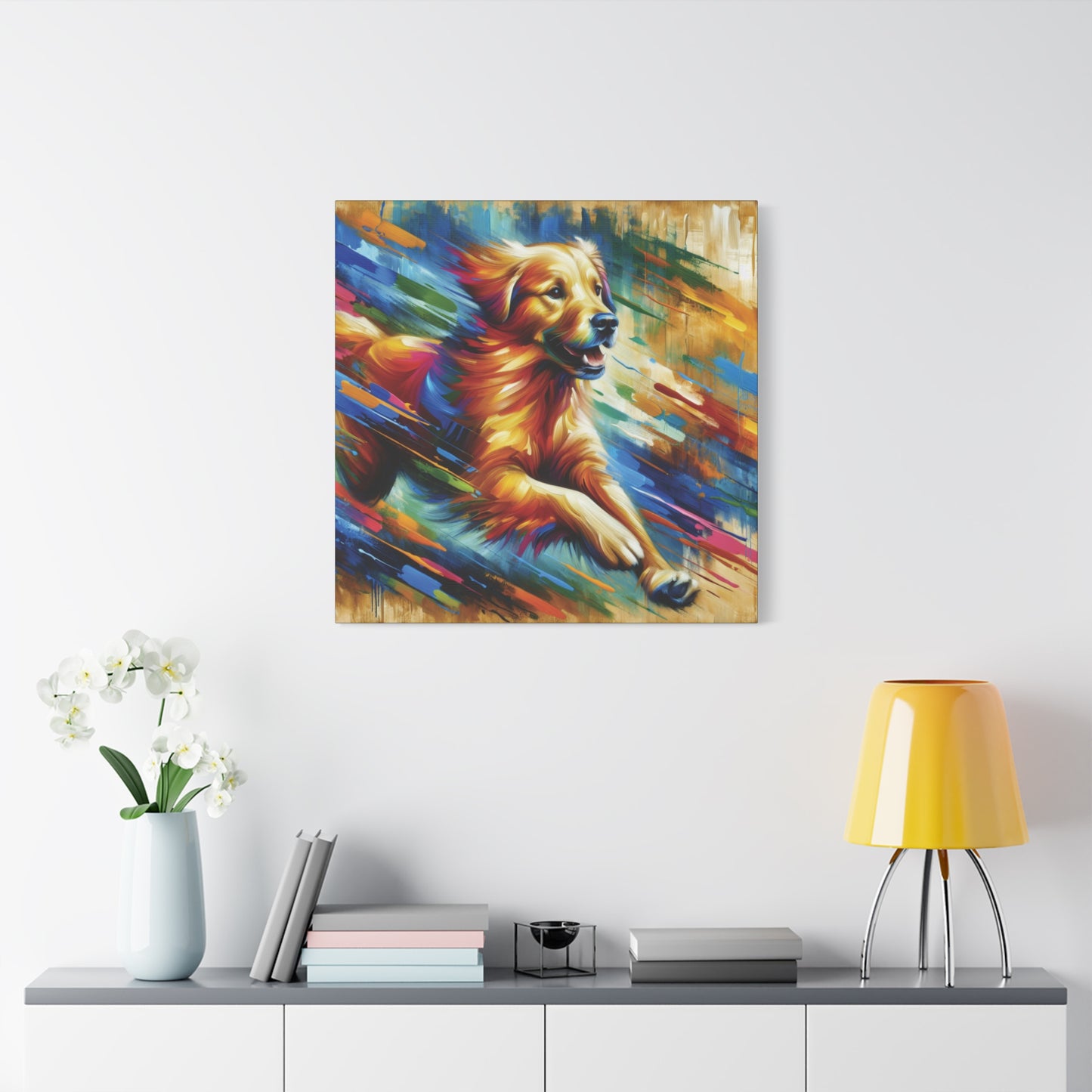 Golden Retriever Greeting Expressionist Canvas Art Print